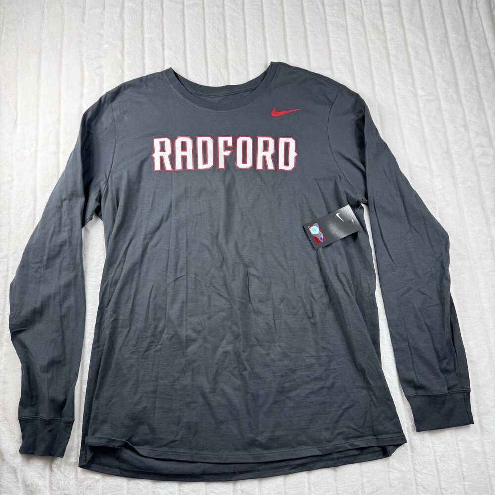 Nike Core Long Sleeve T-Shirt Men's XL Radford University Crewneck Gray NWT